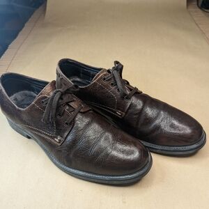 JOHNSTON & MURPHY Men's Size 13 Brown Pebble Leather Oxford Shoe Burnished 59-15